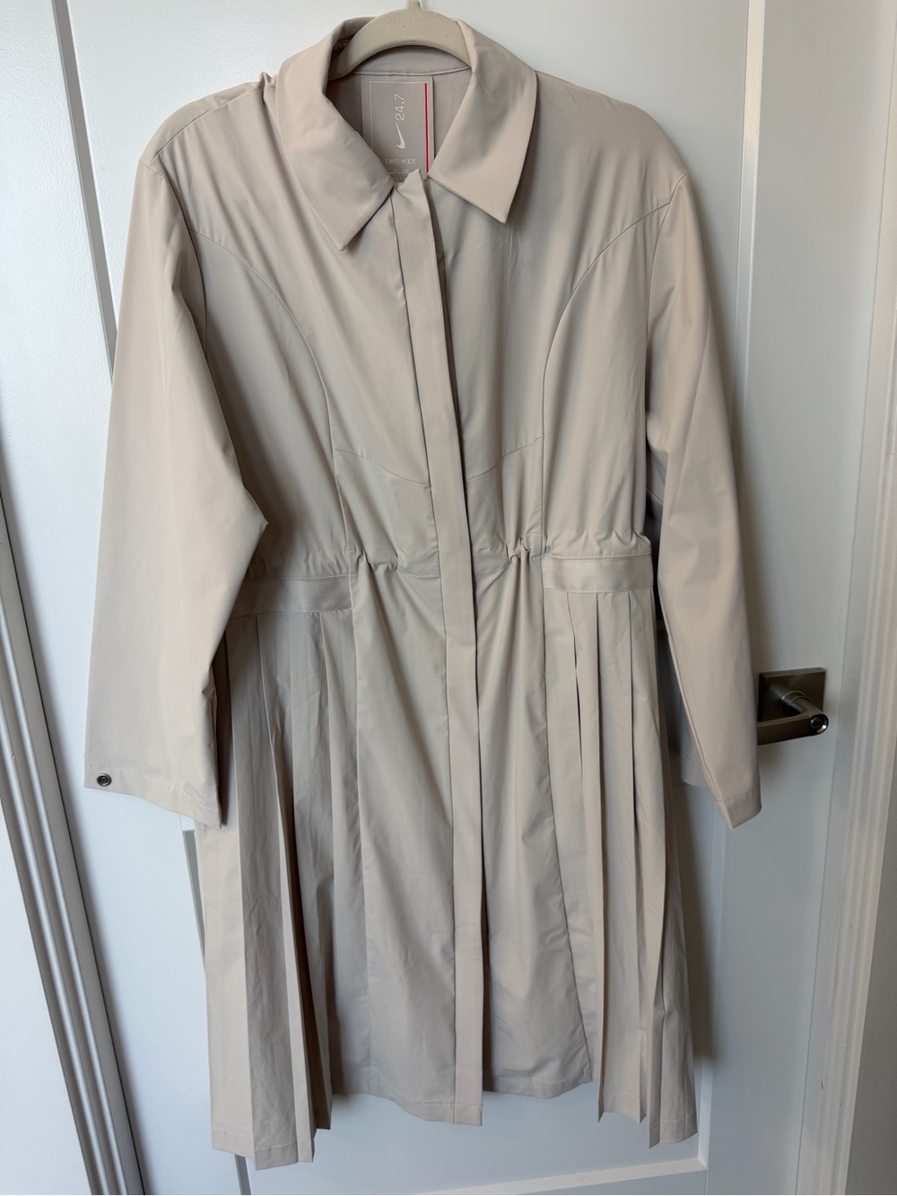 Nike dri-fit Light Beige Trench Coat with Pleated Skirt
